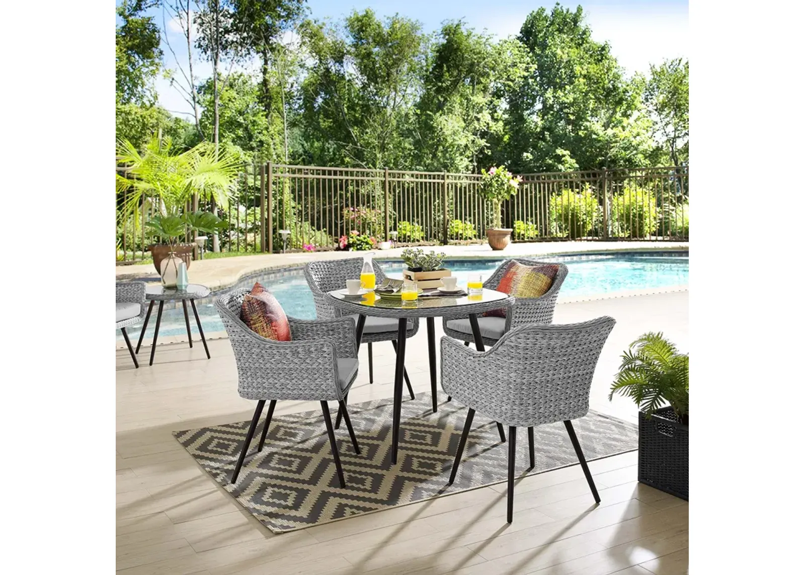 Endeavor 5 Piece Outdoor Patio Wicker Rattan Dining Set