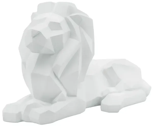 Resin 13" Laying Lion, White