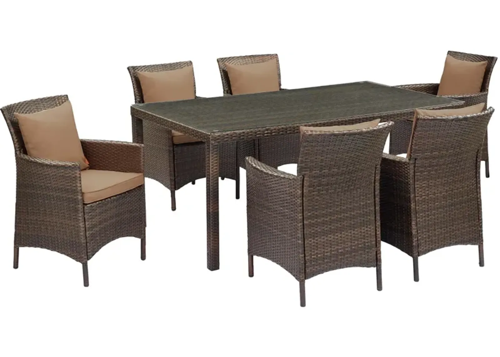 Conduit 7 Piece Outdoor Patio Wicker Rattan Dining Set