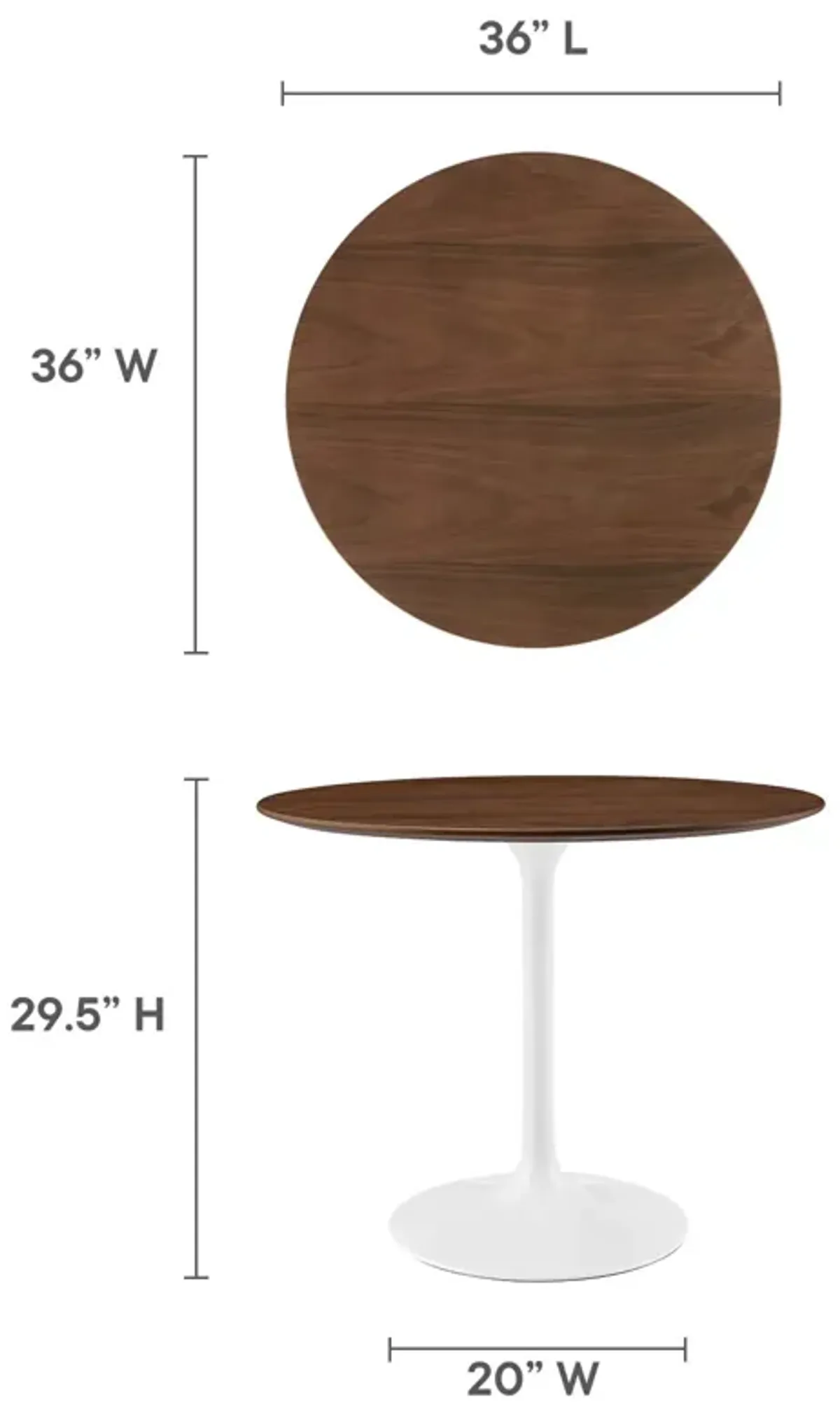 Lippa 36" Round Walnut Dining Table