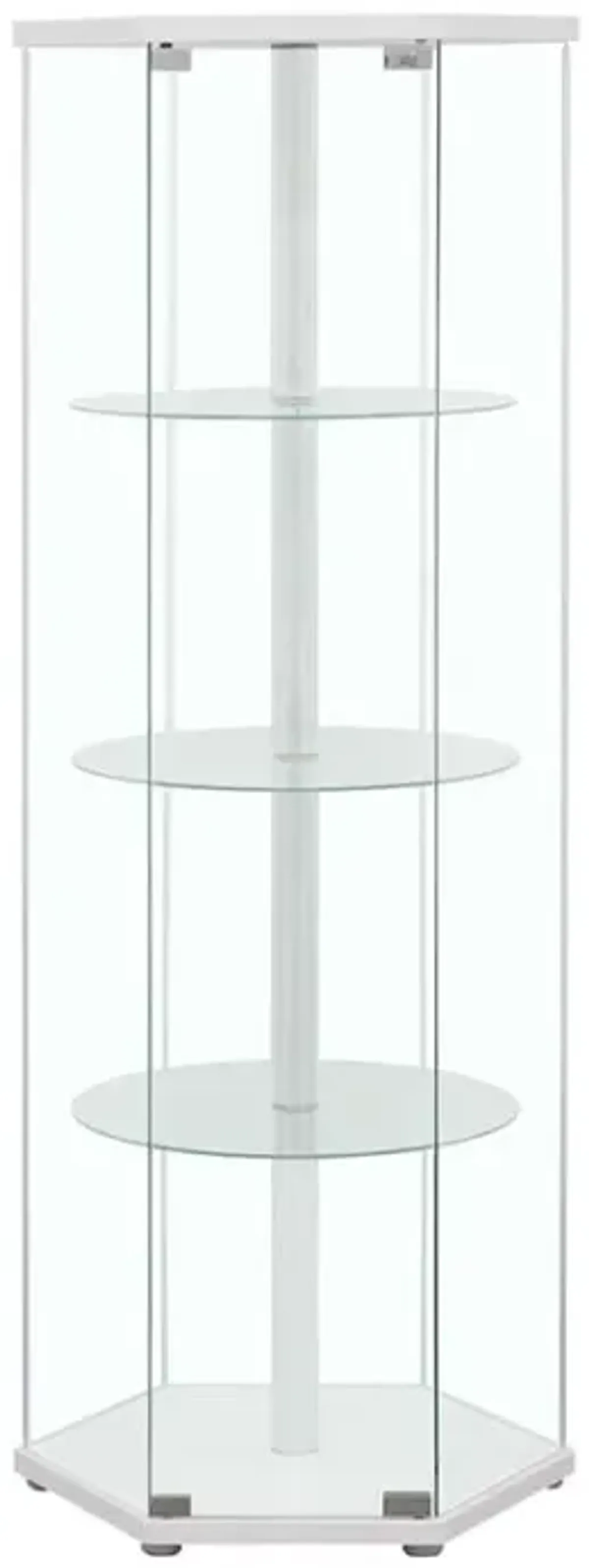 Zahavah 4-shelf Hexagon Shaped Curio Cabinet White and Clear