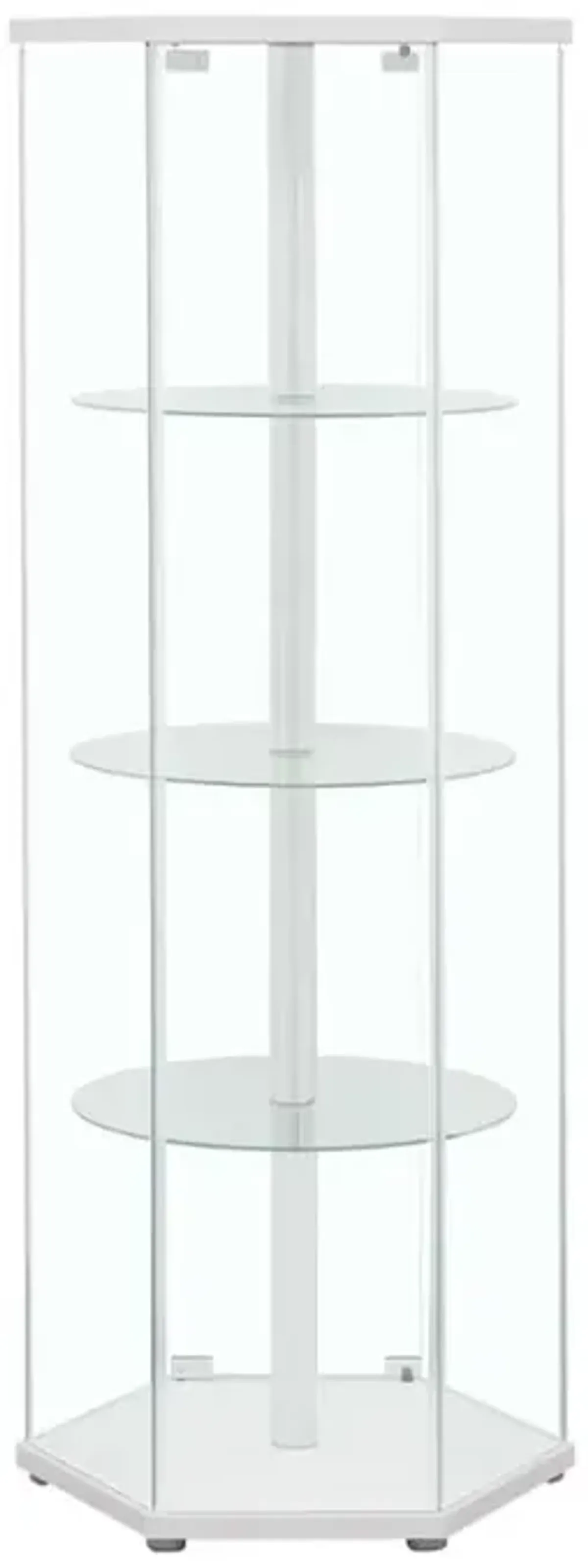 Zahavah 4-shelf Hexagon Shaped Curio Cabinet White and Clear