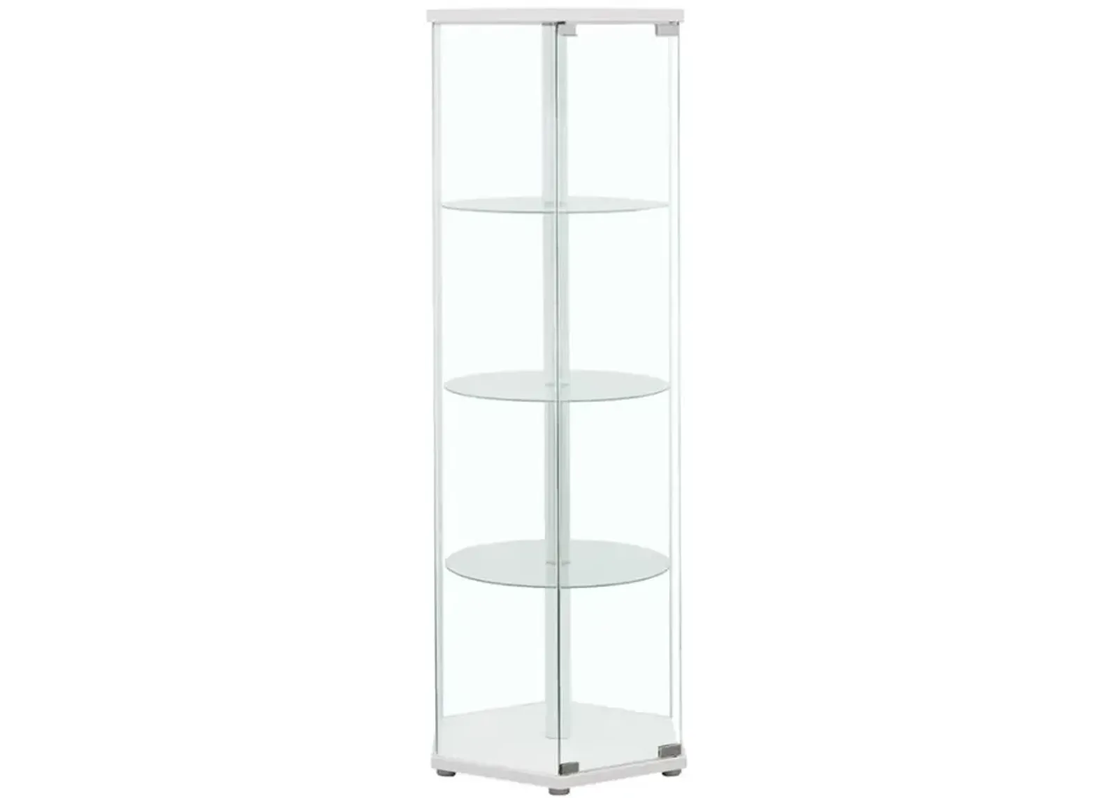 Zahavah 4-shelf Hexagon Shaped Curio Cabinet White and Clear