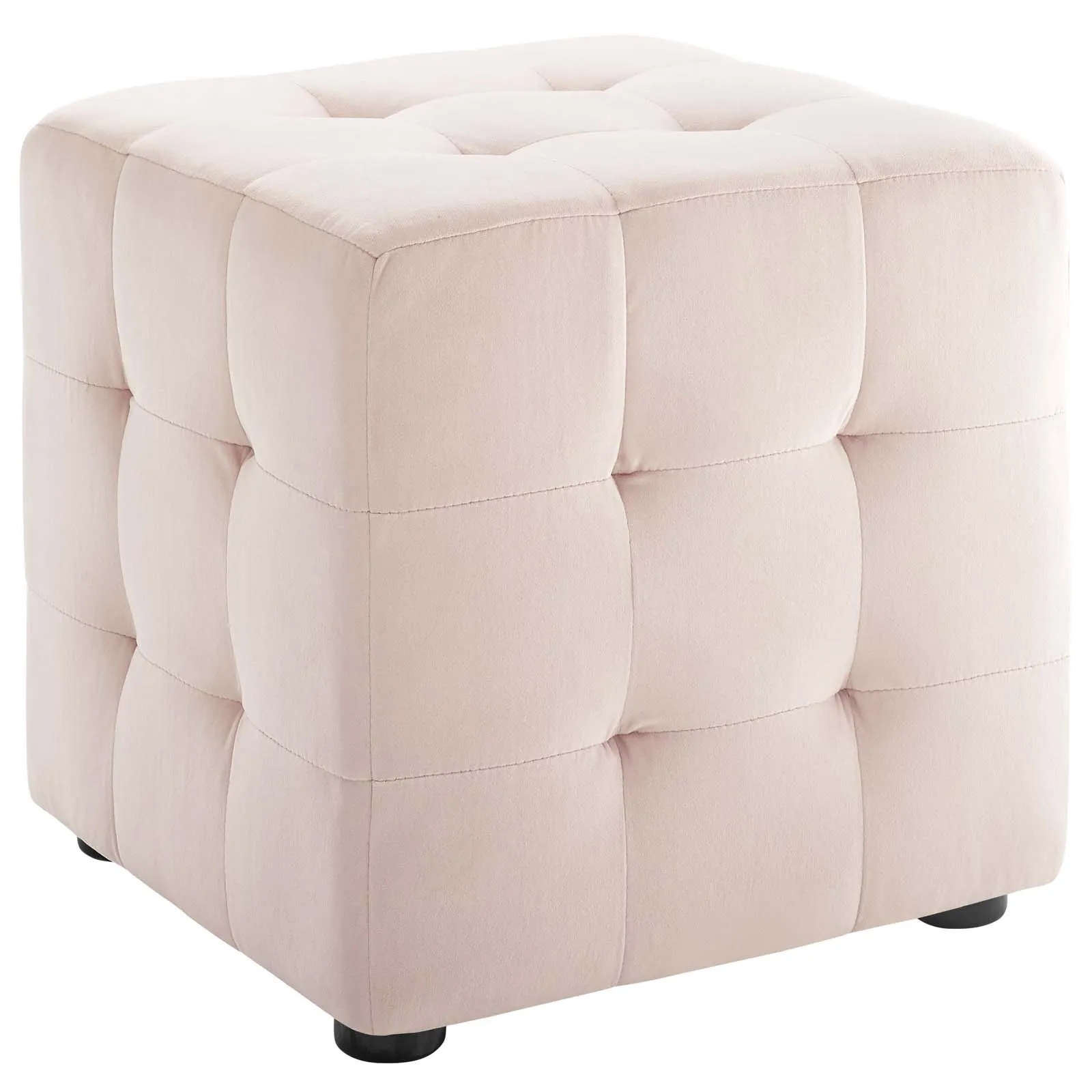 Contour Tufted Cube Performance Velvet Ottoman