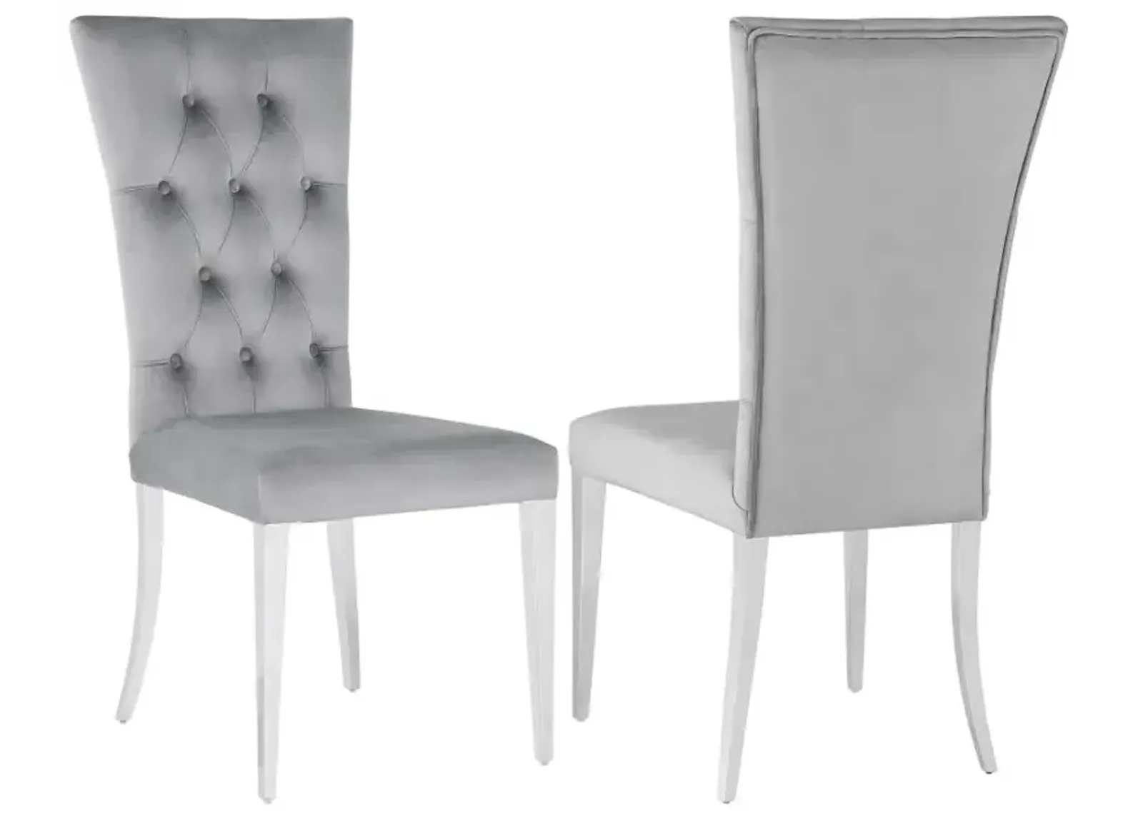 Kerwin Tufted Upholstered Side Chair (Set of 2) Grey and Chrome