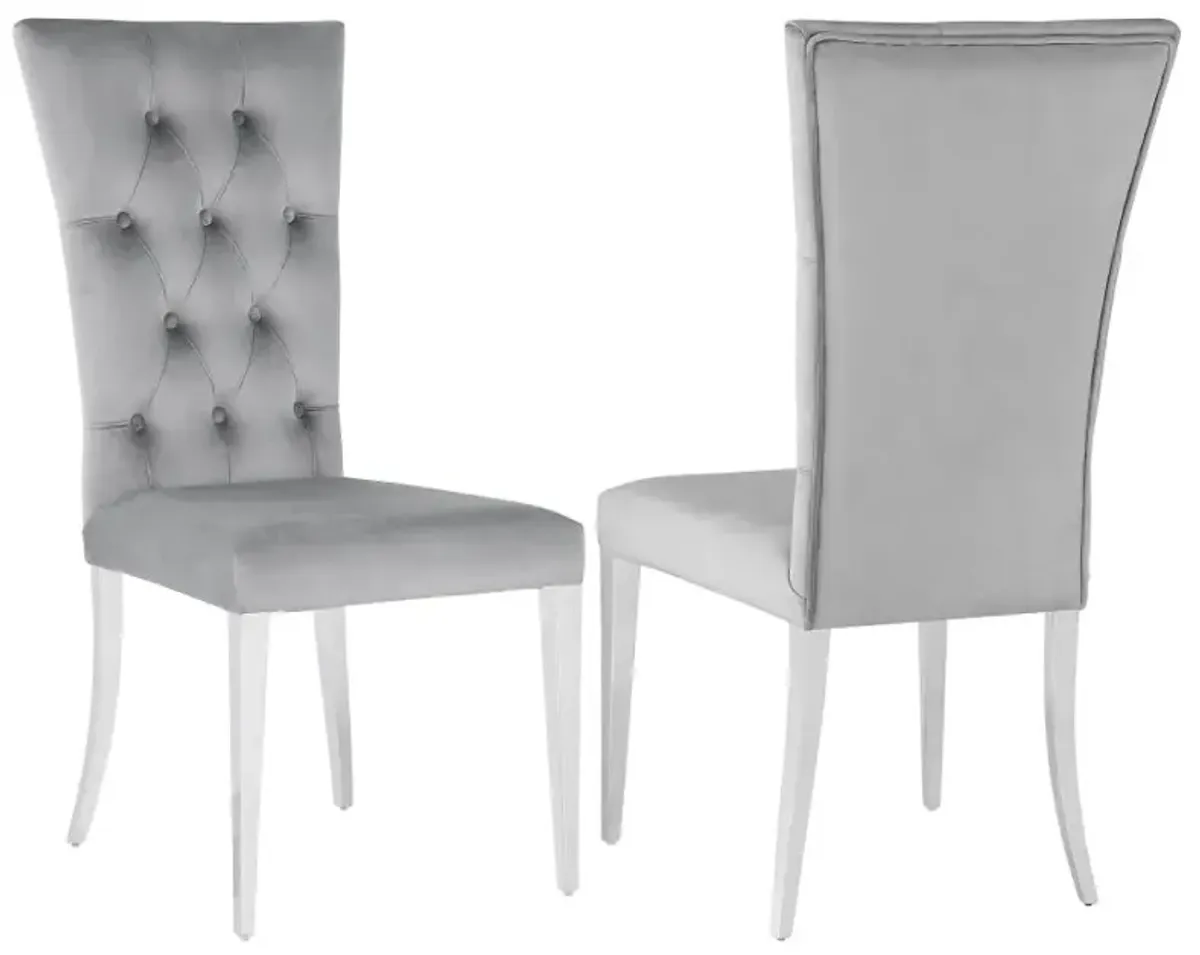 Kerwin Tufted Upholstered Side Chair (Set of 2) Grey and Chrome