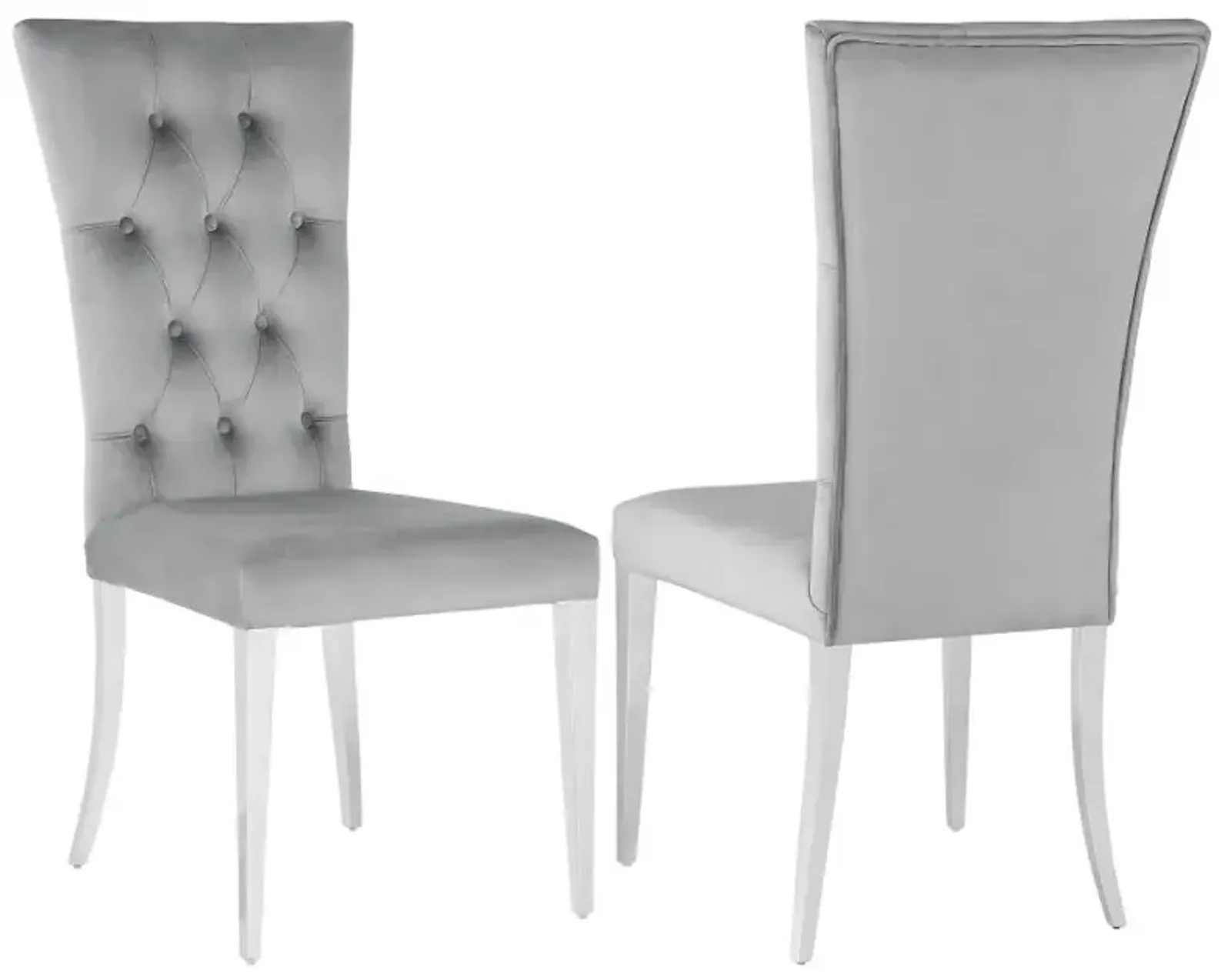 Kerwin Tufted Upholstered Side Chair (Set of 2) Grey and Chrome