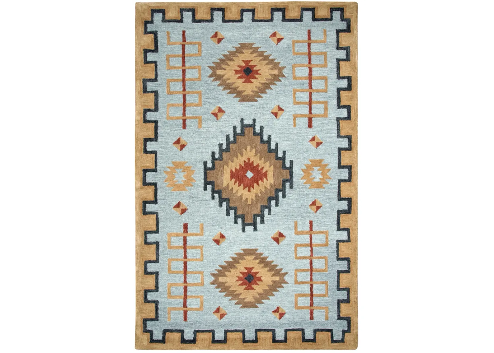 Mesa Lt. Blue Southwest/Tribal Wool 10' x 13' Rectangle Rug