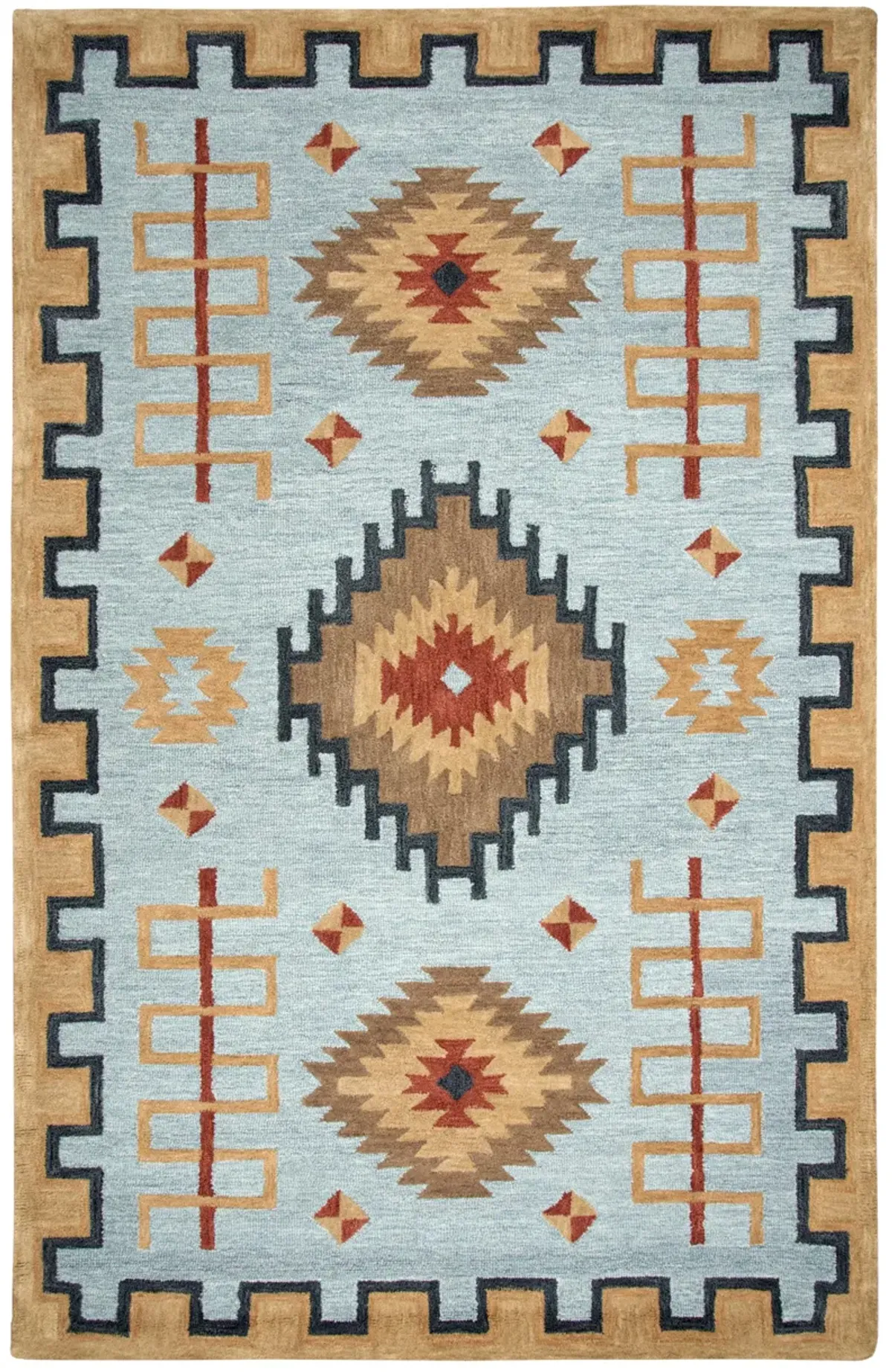 Mesa Lt. Blue Southwest/Tribal Wool 10' x 13' Rectangle Rug