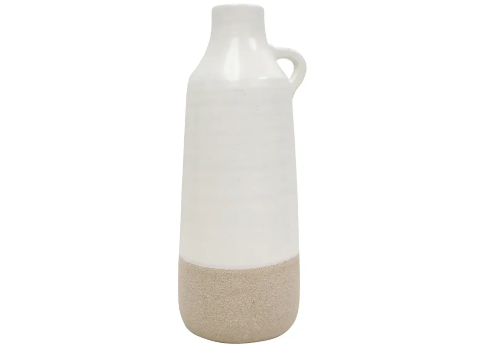 Cer, 12" Bottle Vase, White/tan