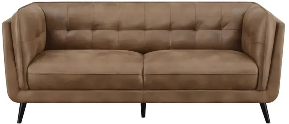 Thatcher Upholstered Button Tufted Sofa Brown