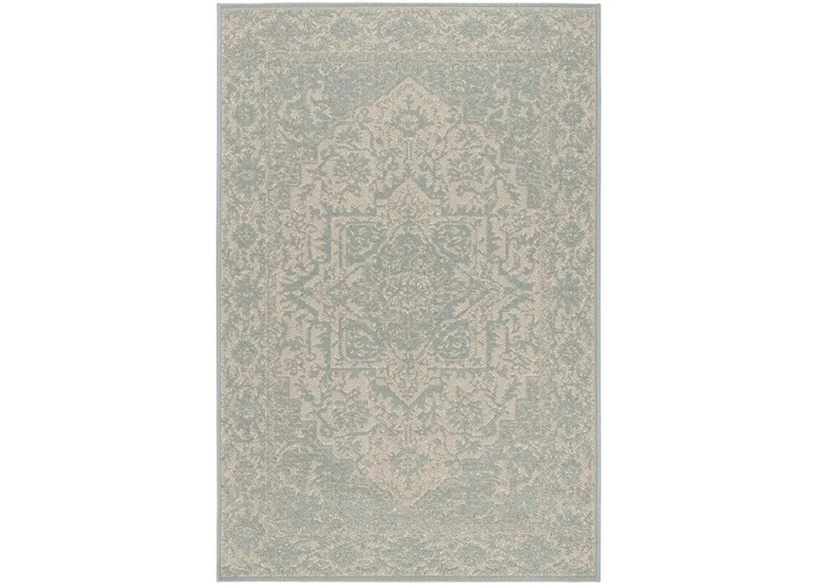 LINDEN 139 Collection LND139L-5 Cream / Aqua 5'-3" X 7'-6"