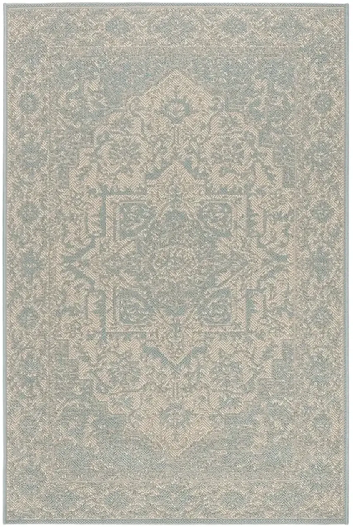 LINDEN 139 Collection LND139L-5 Cream / Aqua 5'-3" X 7'-6"