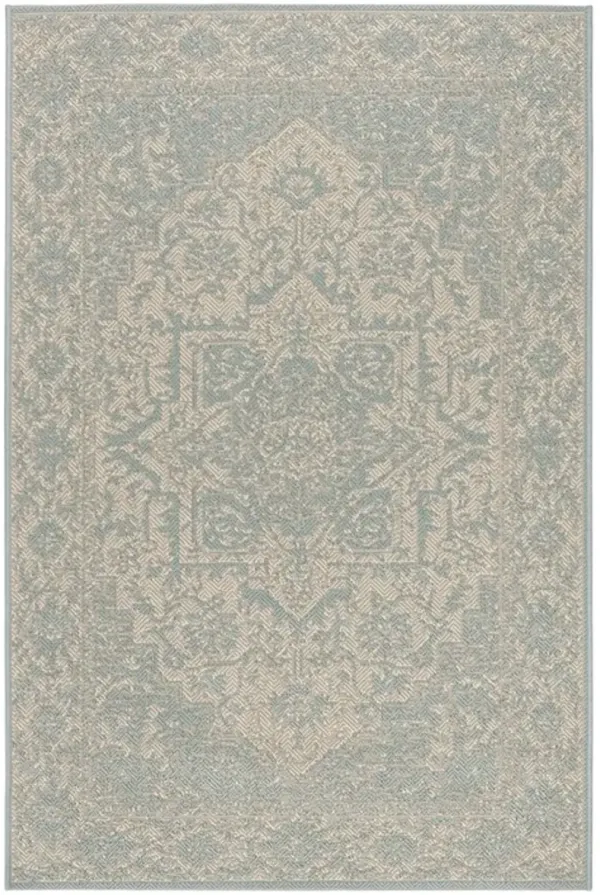 LINDEN 139 Collection LND139L-5 Cream / Aqua 5'-3" X 7'-6"