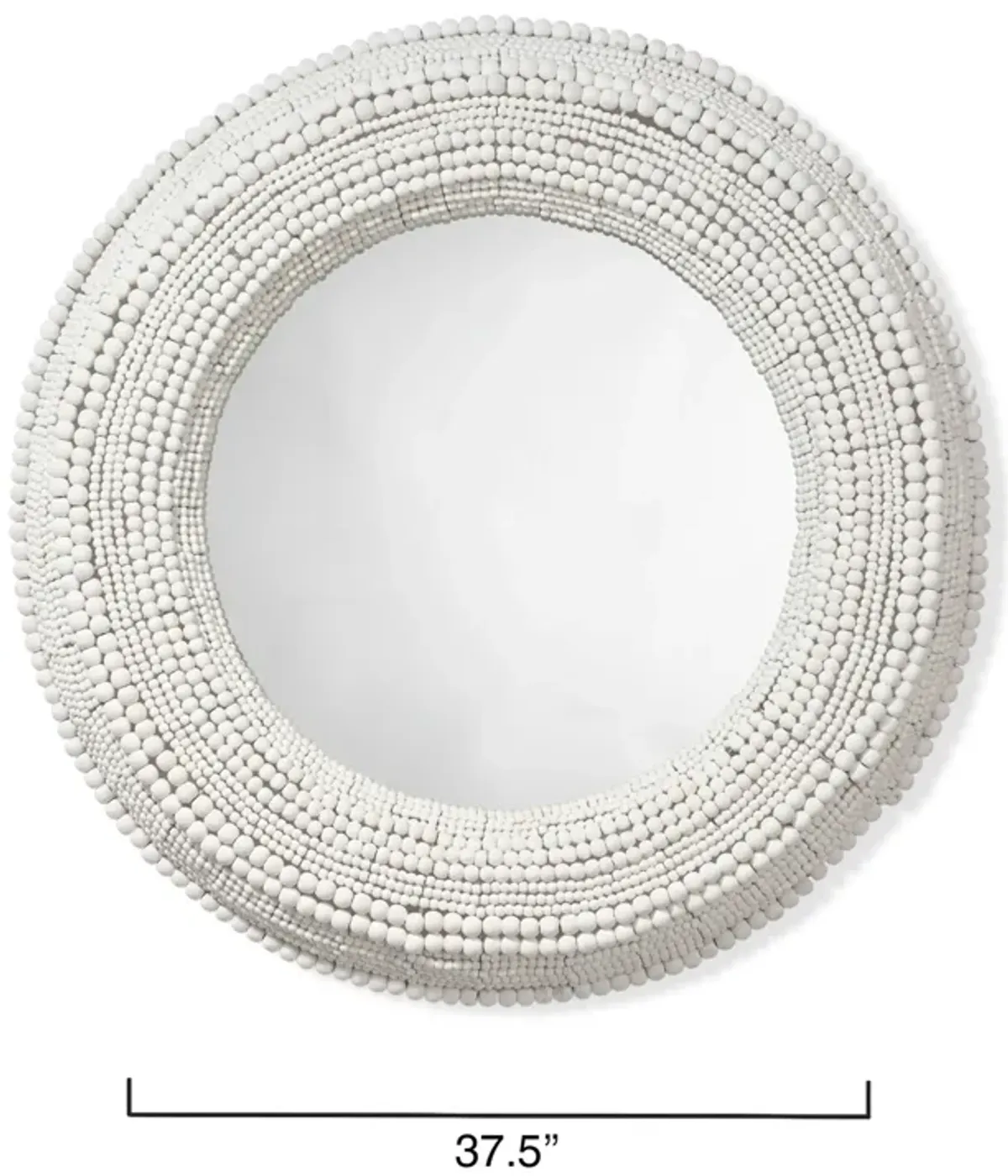 Strand Wood Beaded Round Mirror, White