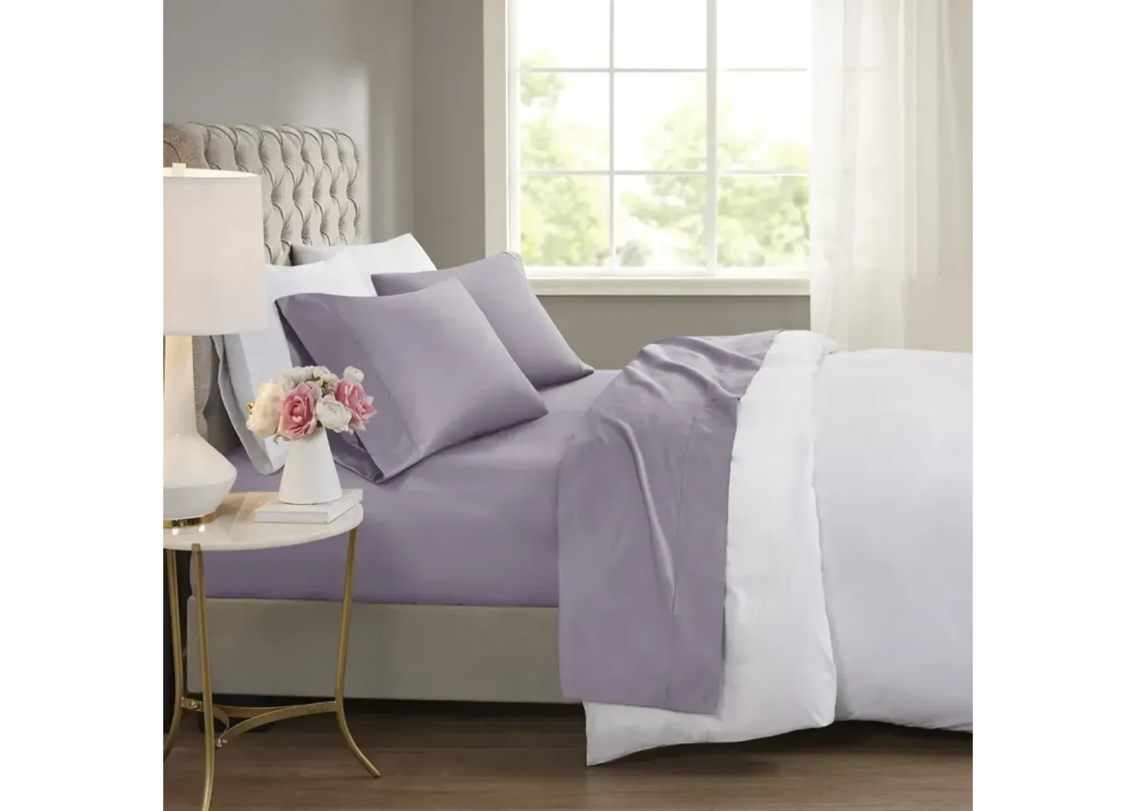 Beautyrest 600 Thread Count Purple Cooling Cotton Blend 4 PC Sheet Set