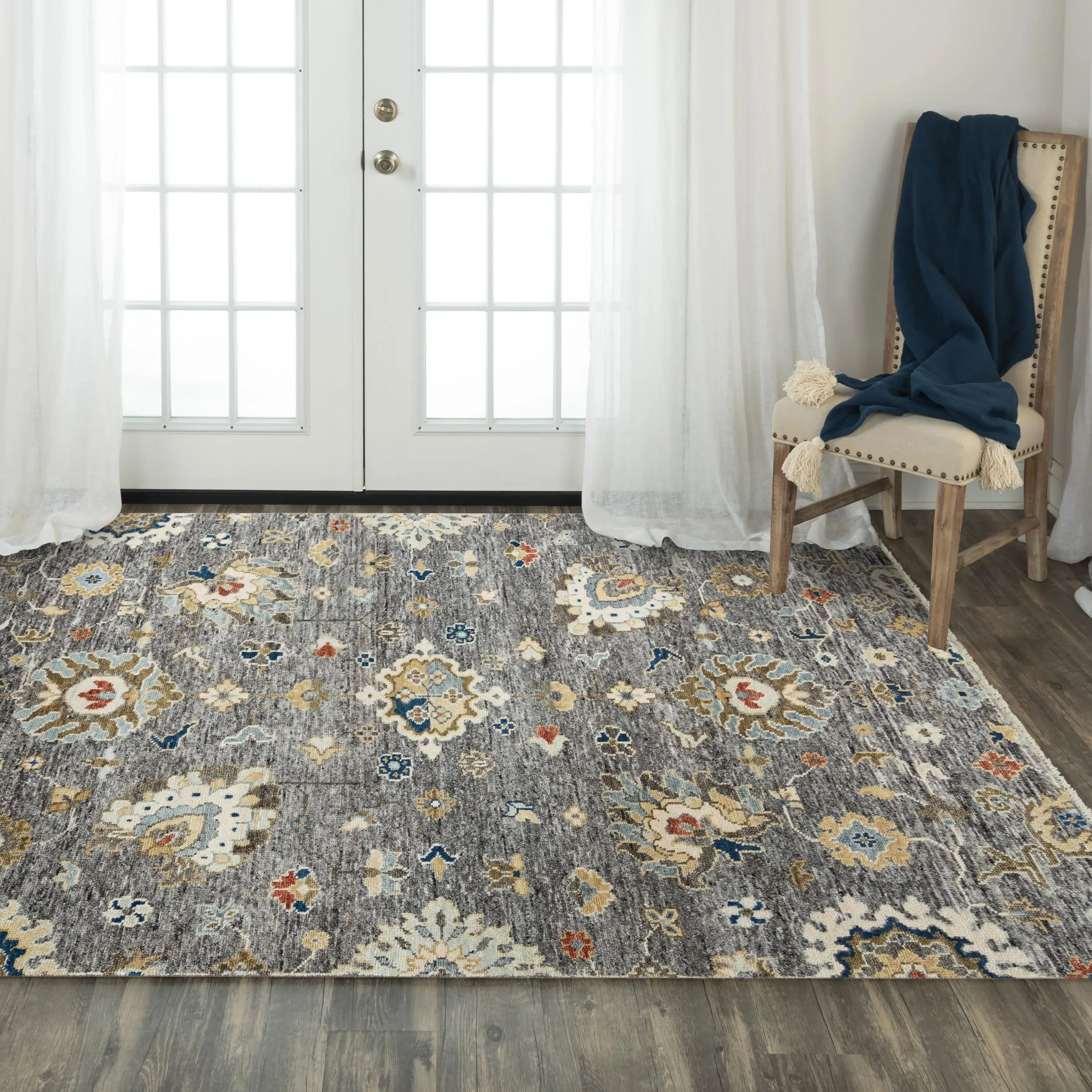 Belmont Gray/Multi  Hand Spun Wool 10' x 14' Rectangle Rug