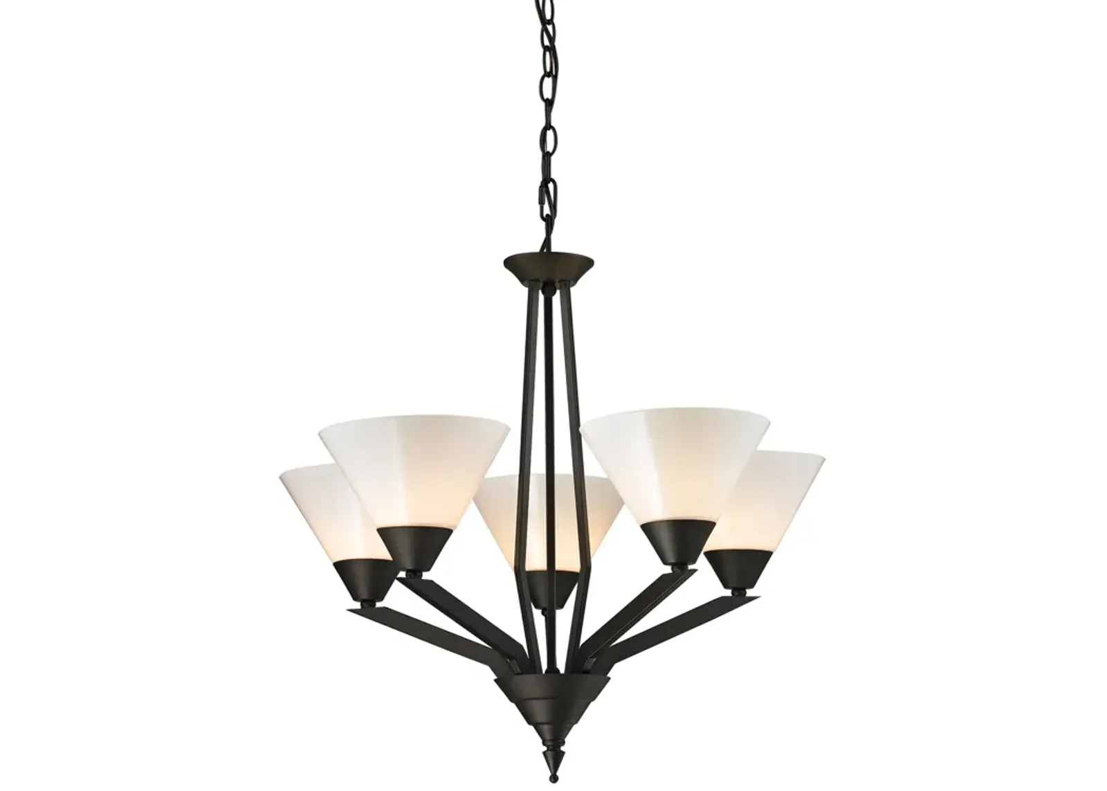 Tribecca 5-Light Chandelier in Oil Rubbed Bronze with White Glass