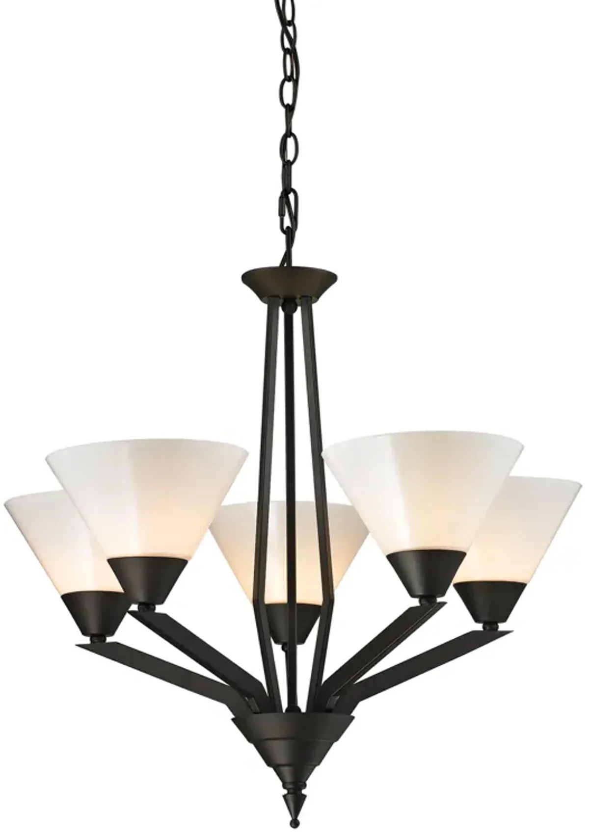 Tribecca 5-Light Chandelier in Oil Rubbed Bronze with White Glass