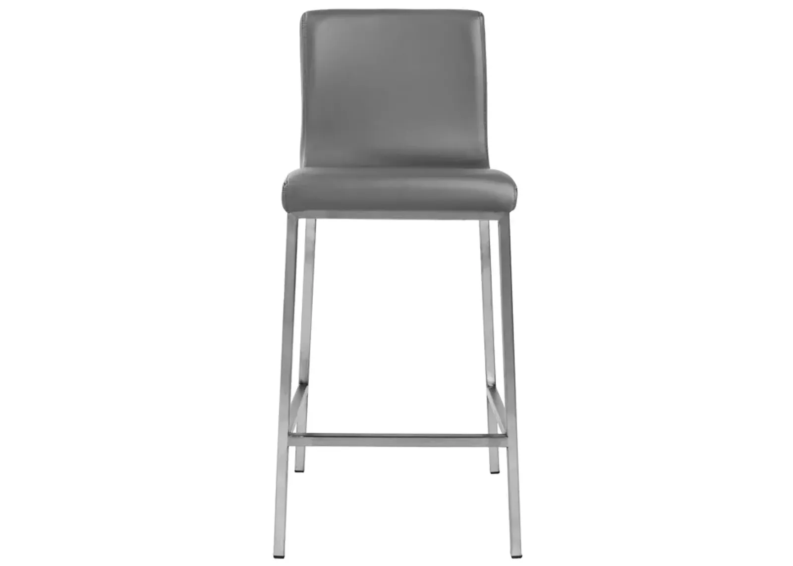 Scott Counter Stool in Gray and Brushed Stainless Steel - Set of 2