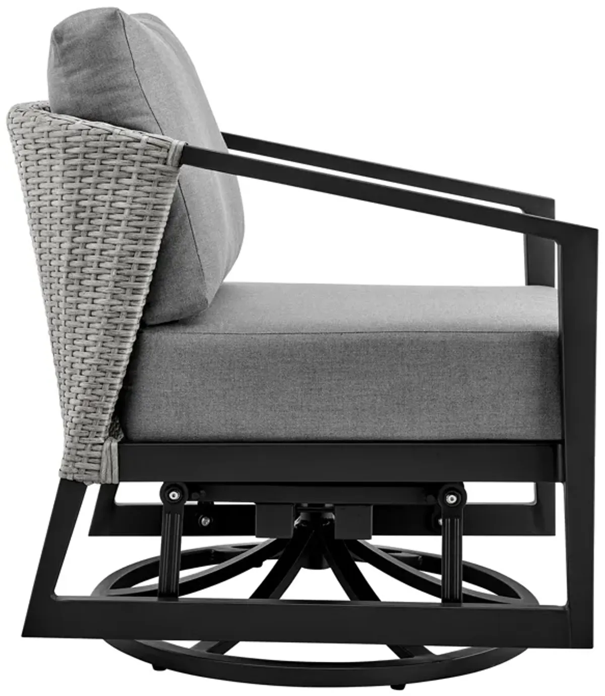 Palma Outdoor Patio Swivel Lounge Chair in Aluminum with Grey Cushions