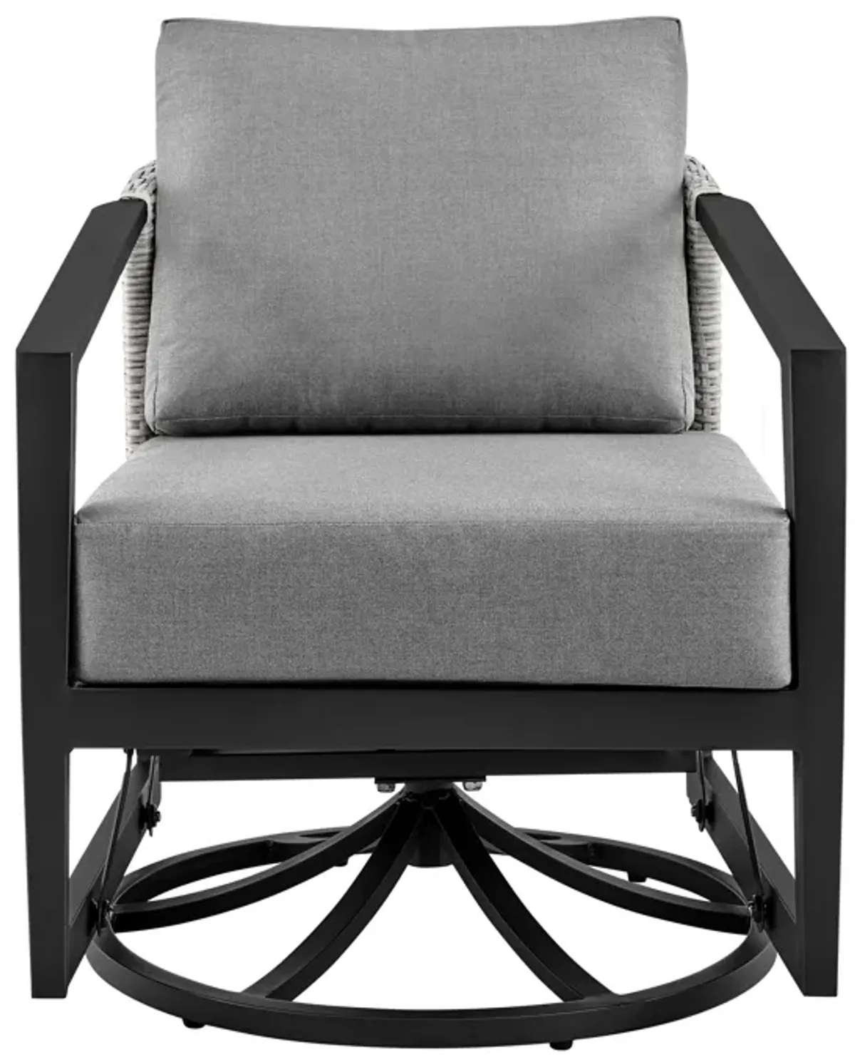 Palma Outdoor Patio Swivel Lounge Chair in Aluminum with Grey Cushions