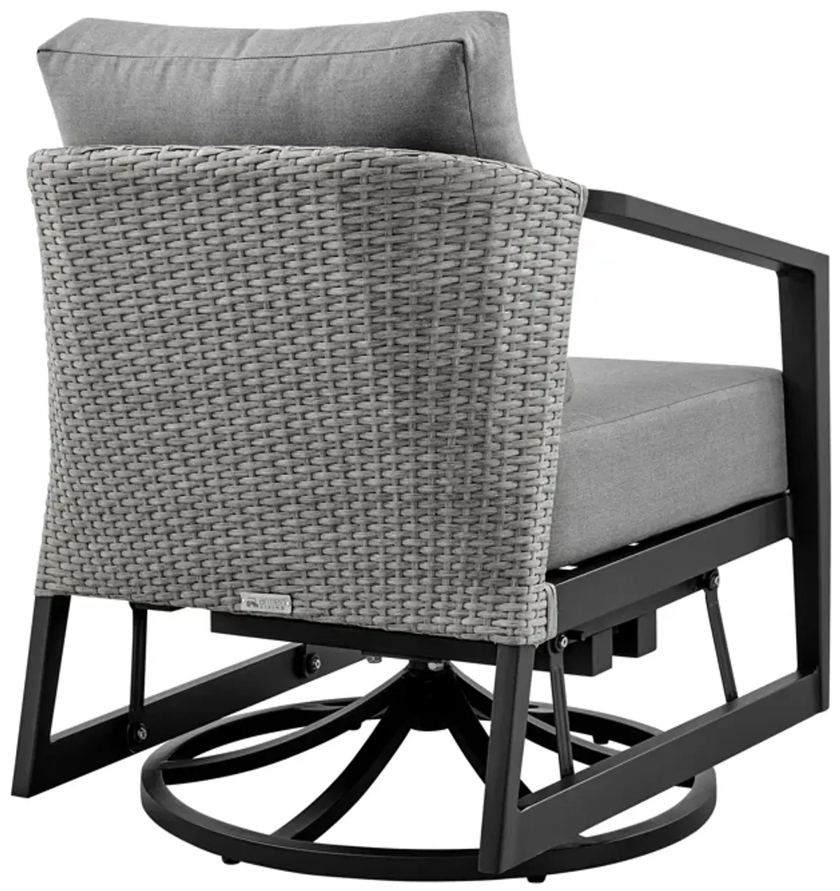 Palma Outdoor Patio Swivel Lounge Chair in Aluminum with Grey Cushions