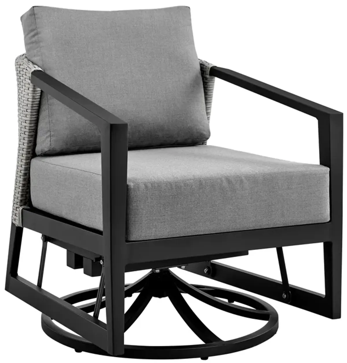 Palma Outdoor Patio Swivel Lounge Chair in Aluminum with Grey Cushions