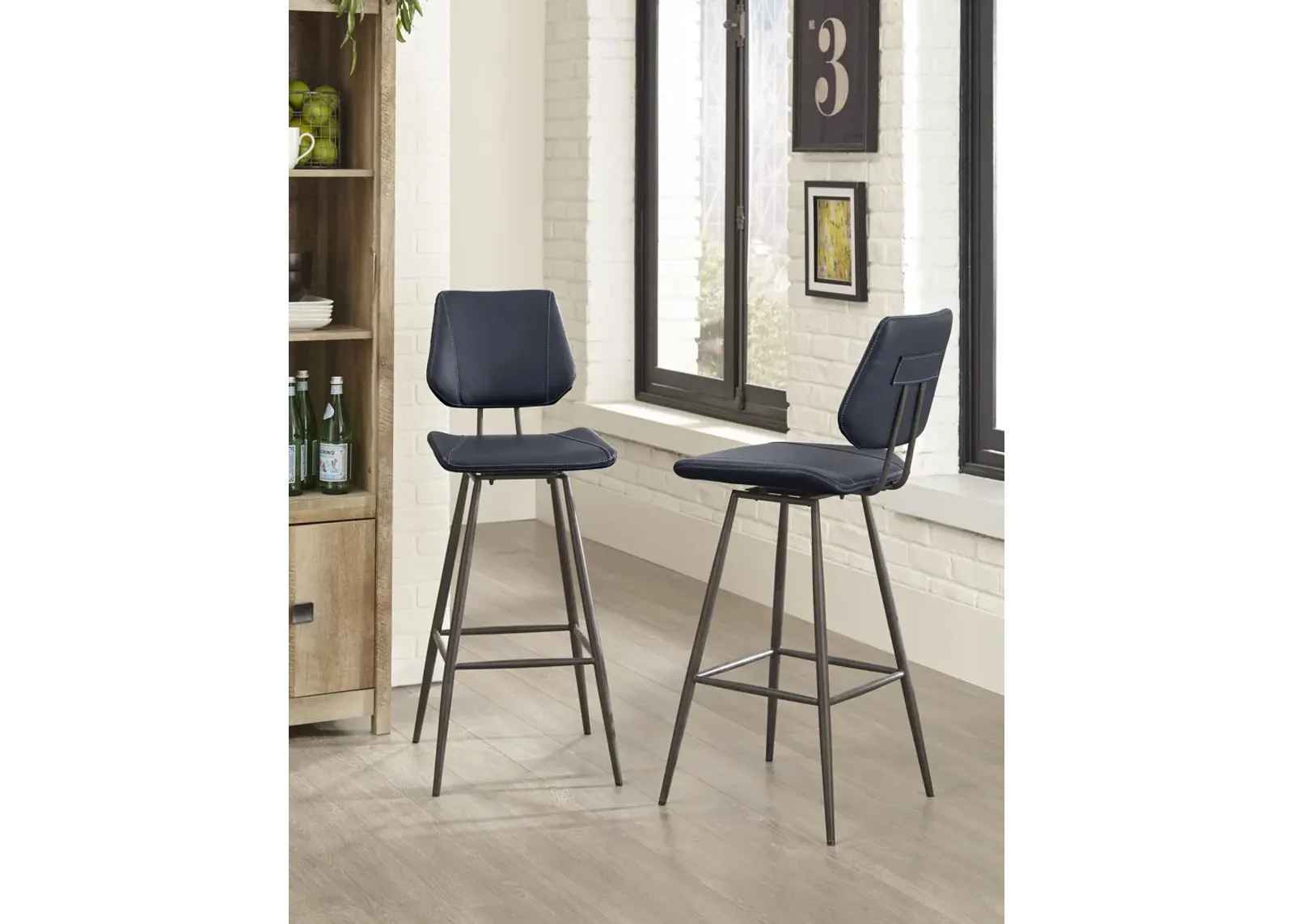 Vinson Modern Swivel Bar Stool in Cobalt