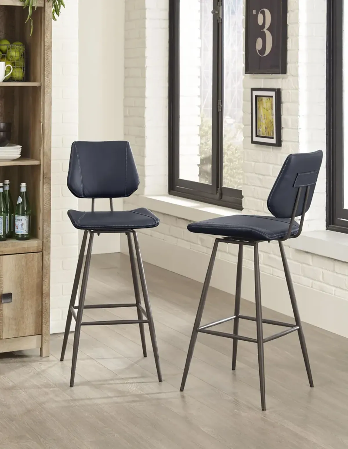 Vinson Modern Swivel Bar Stool in Cobalt