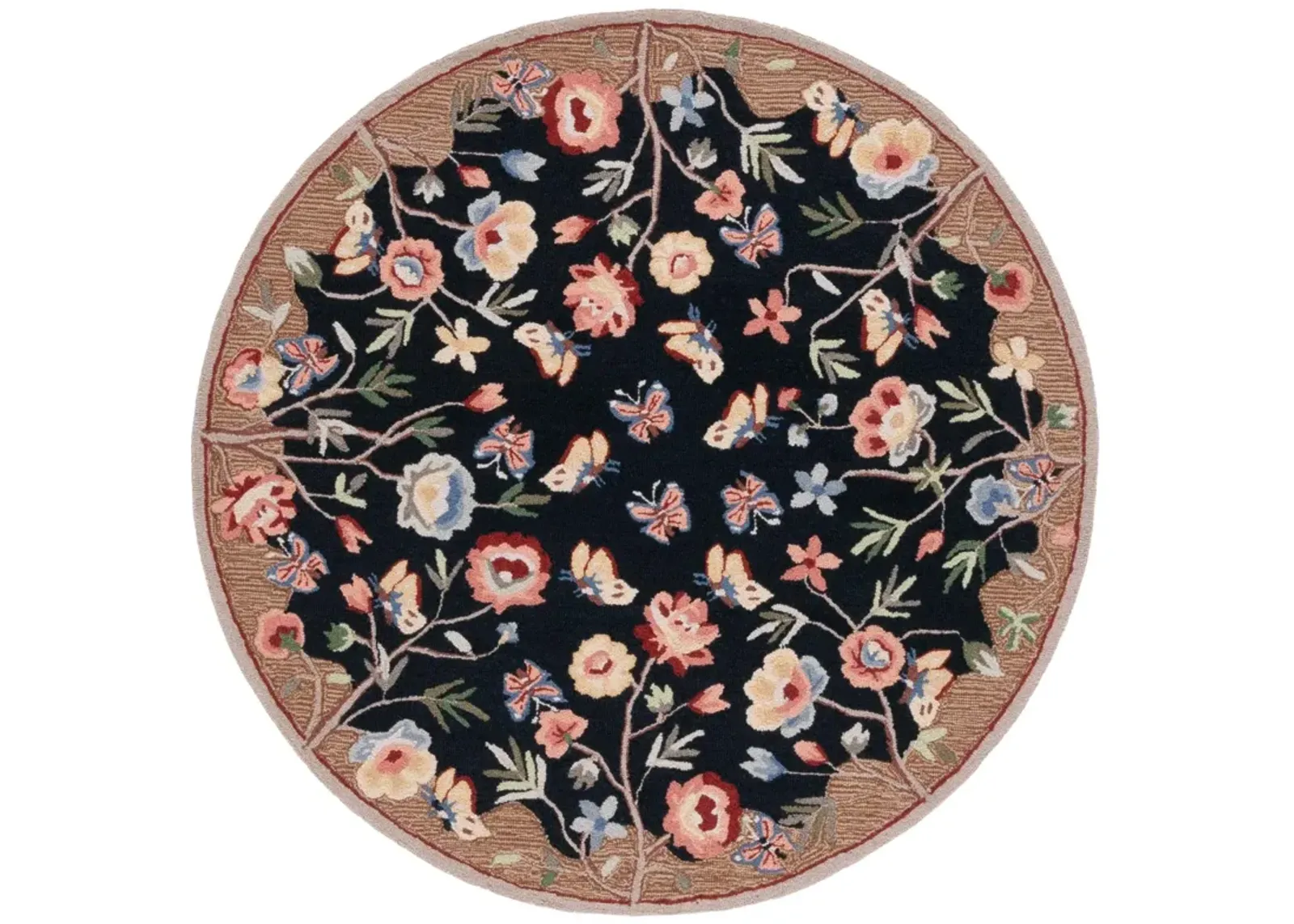 CHELSEA 337 BLACK  5'-6' x 5'-6' Round Round Rug