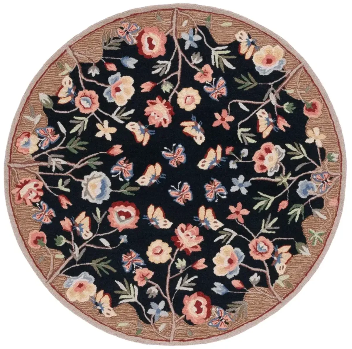 CHELSEA 337 BLACK  5'-6' x 5'-6' Round Round Rug