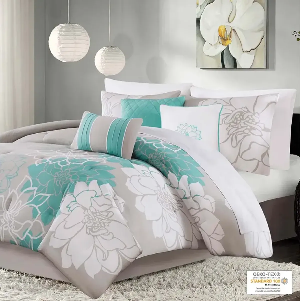 Madison Park Lola Aqua Comforter Set