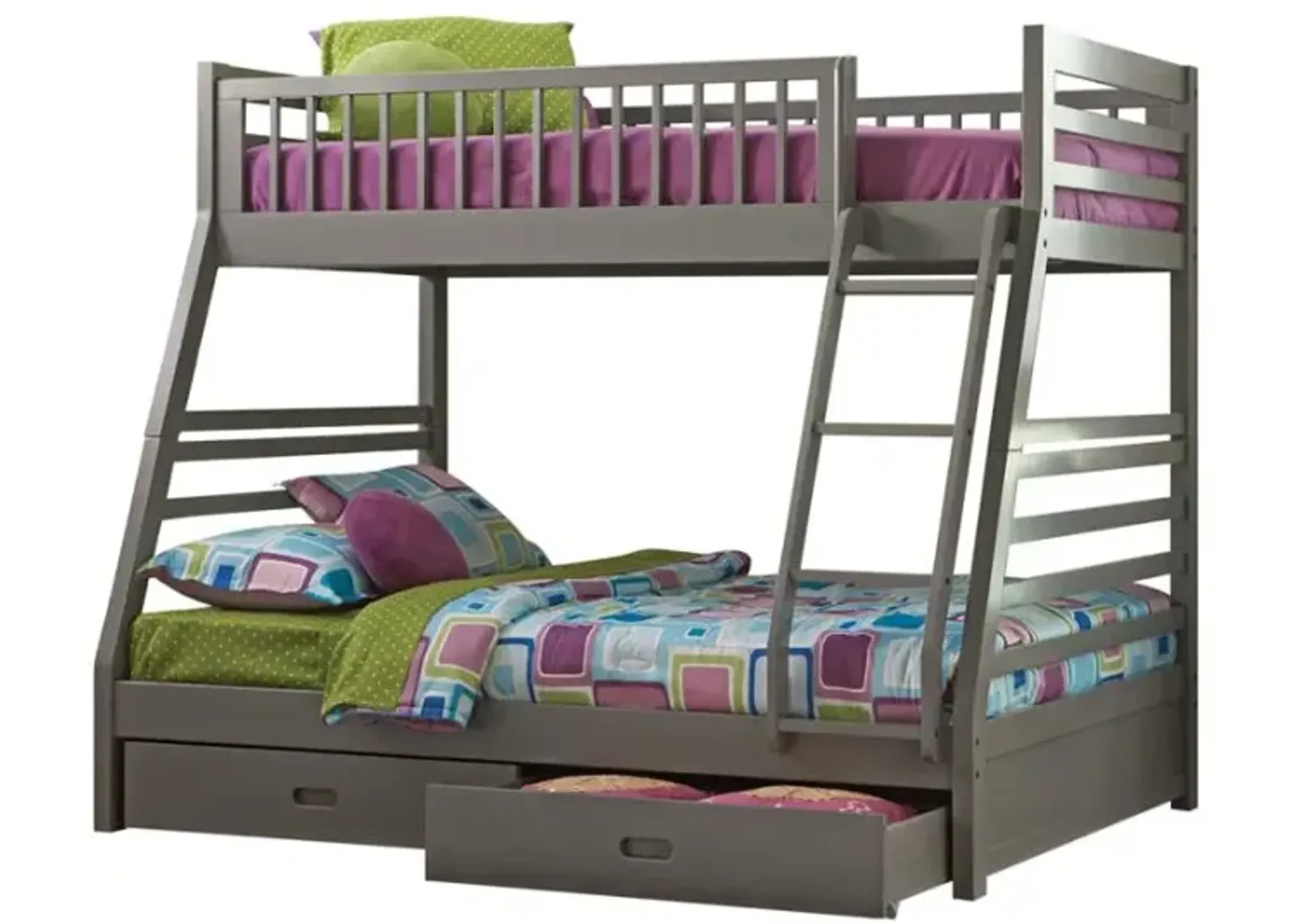 Ashton Twin Over Full Bunk 2-drawer Bed Grey