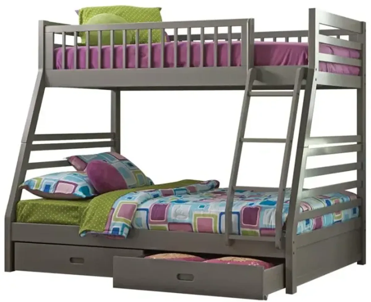 Ashton Twin Over Full Bunk 2-drawer Bed Grey