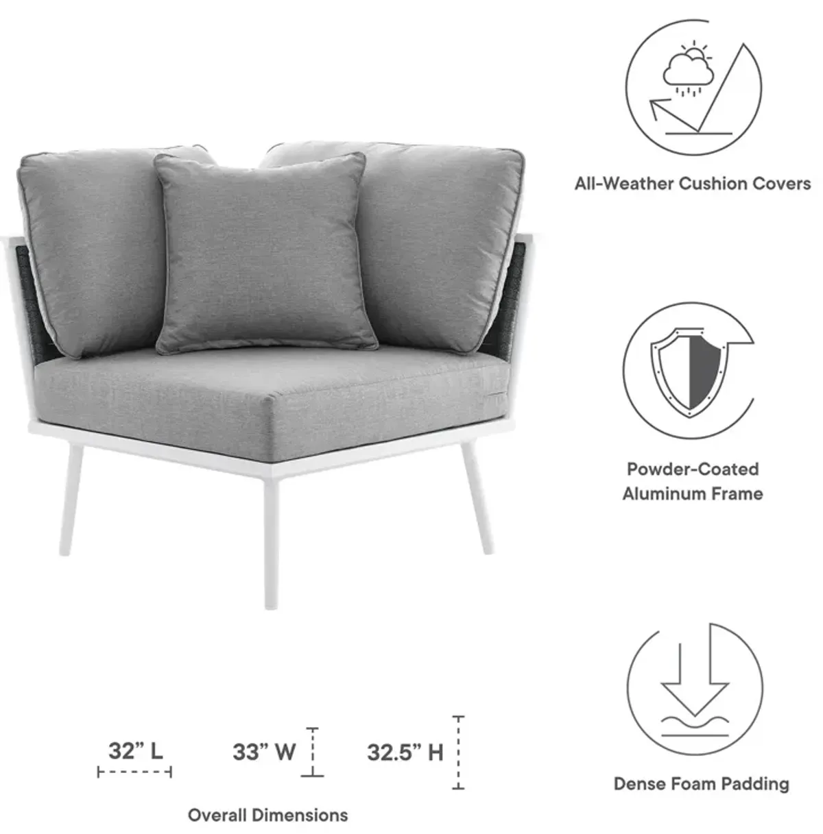 Stance Outdoor Patio Aluminum Corner Chair