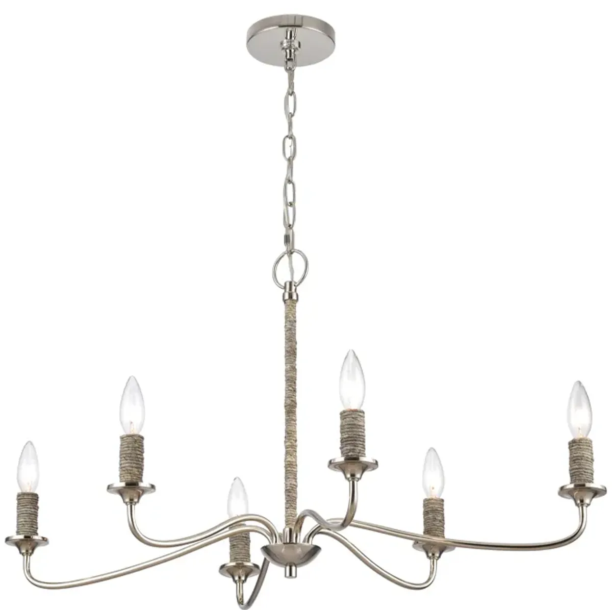 Abaca 32'' Wide 6-Light Chandelier - Polished Nickel