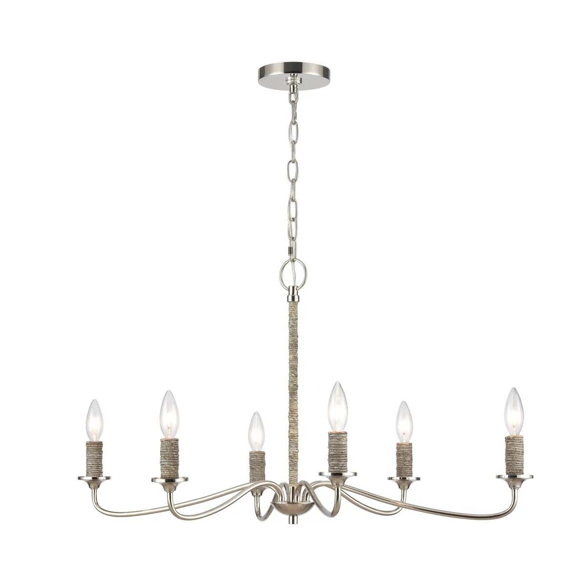 Abaca 32'' Wide 6-Light Chandelier - Polished Nickel