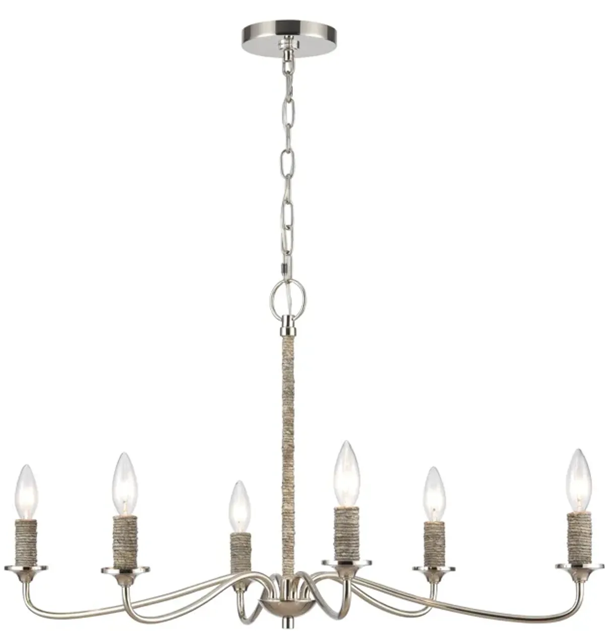 Abaca 32'' Wide 6-Light Chandelier - Polished Nickel