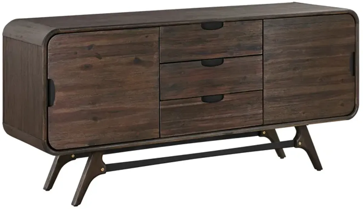 Kendra 3 Drawer Sideboard Buffet in Brown Acacia Wood