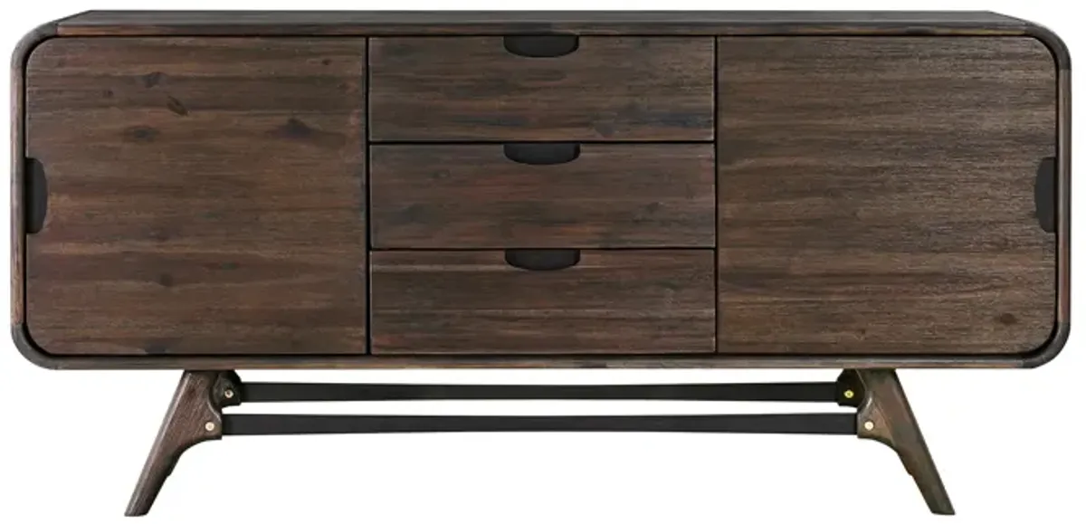 Kendra 3 Drawer Sideboard Buffet in Brown Acacia Wood