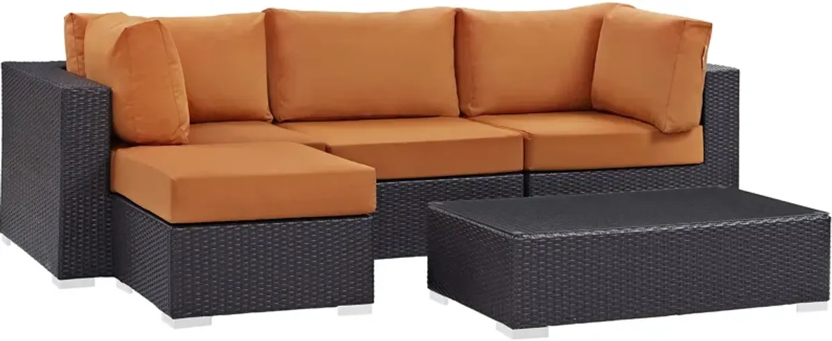 Convene 5 Piece Outdoor Patio Sectional Set