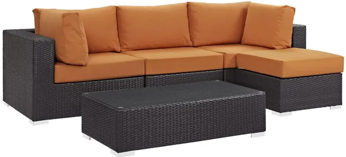 Convene 5 Piece Outdoor Patio Sectional Set