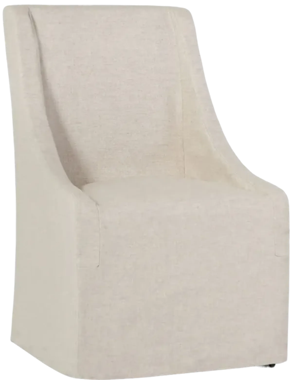 Warwick Upholstered Rolling Dining Chair in Oatmeal