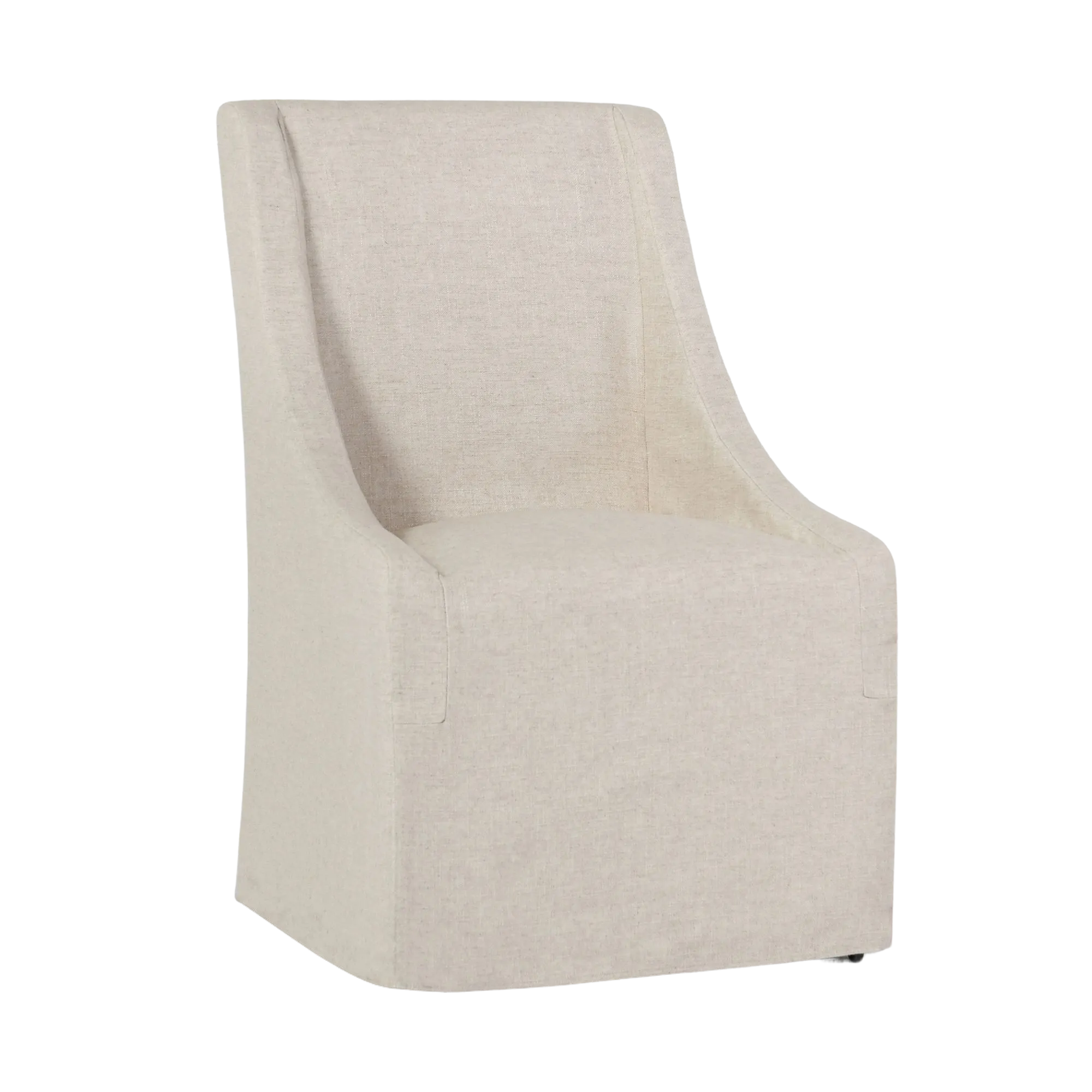 Warwick Upholstered Rolling Dining Chair in Oatmeal