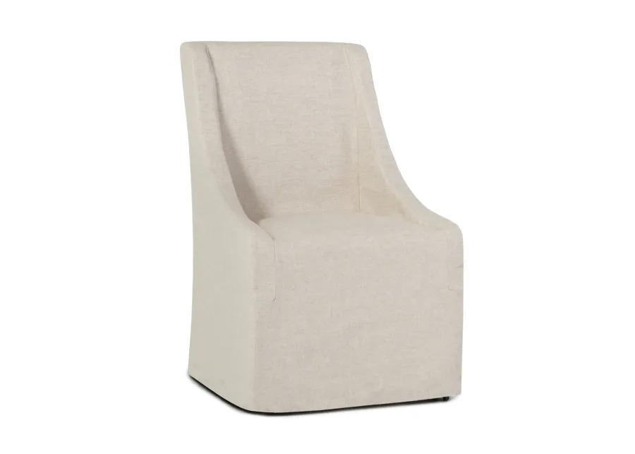 Warwick Upholstered Rolling Dining Chair in Oatmeal