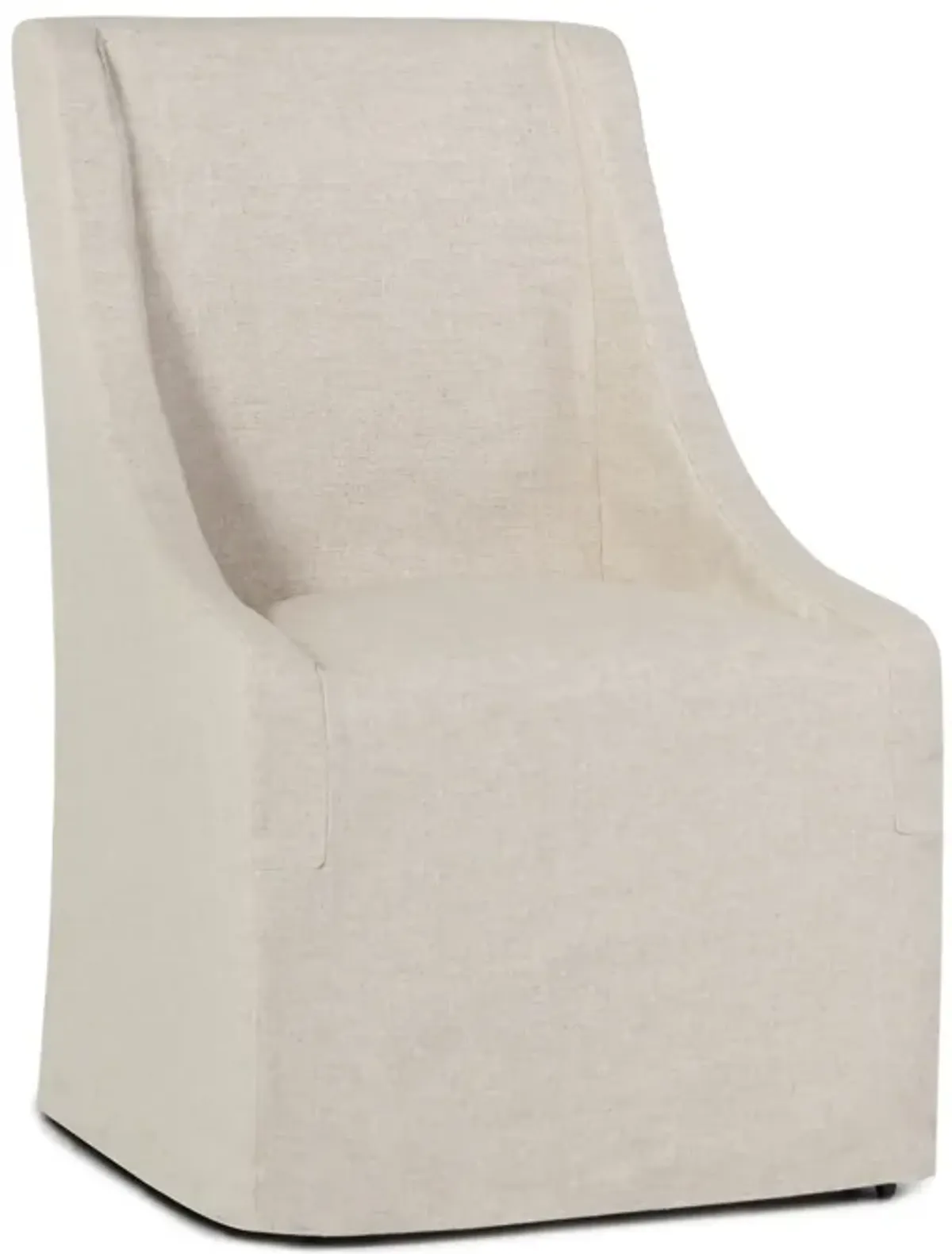 Warwick Upholstered Rolling Dining Chair in Oatmeal