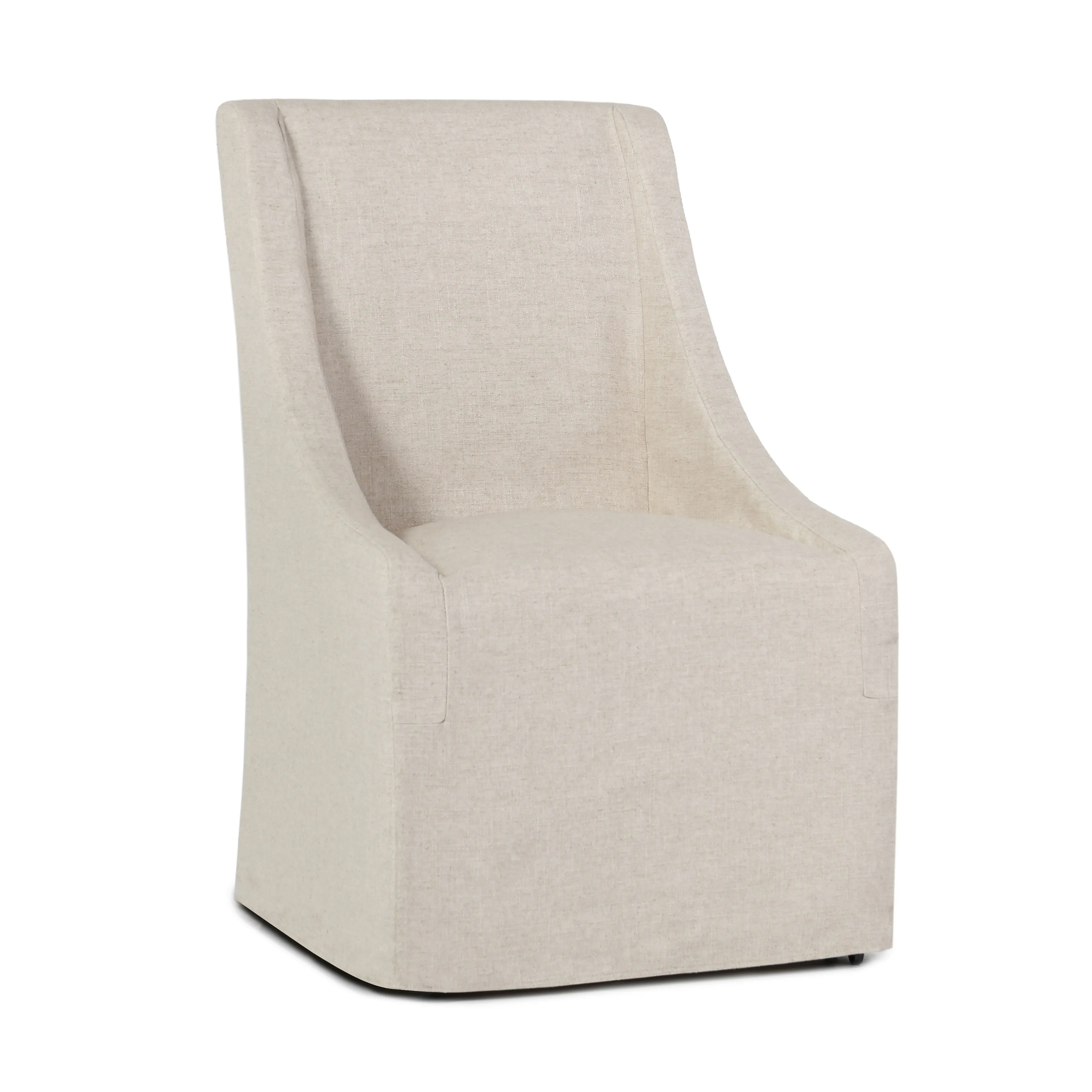 Warwick Upholstered Rolling Dining Chair in Oatmeal