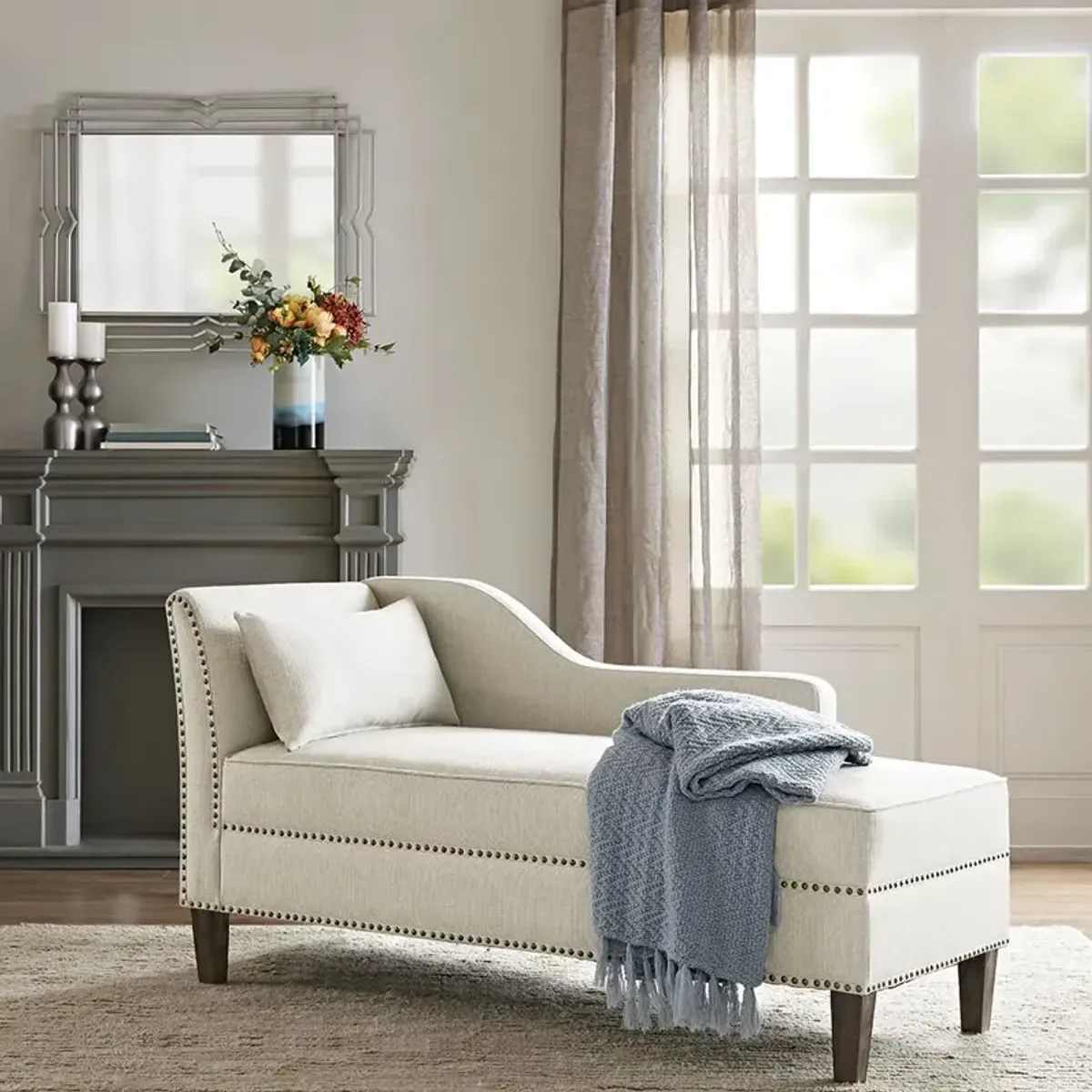 Madison Park Trinity Ivory Accent Chaise