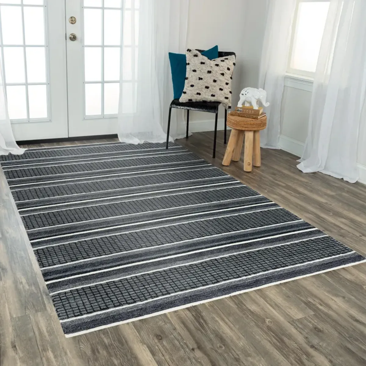 Katana Charcoal Stripe Wool 8'6" x 11'6" Rectangle Rug